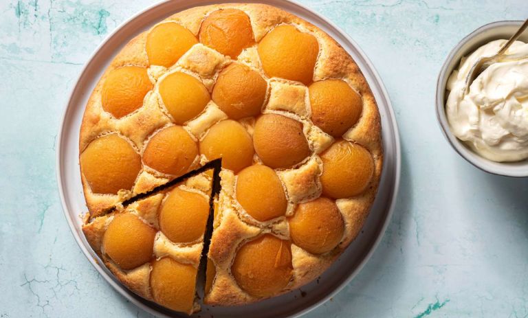 طرز تهیه کیک زردآلو؛ به روش مجلسی با تکه‌های میوه