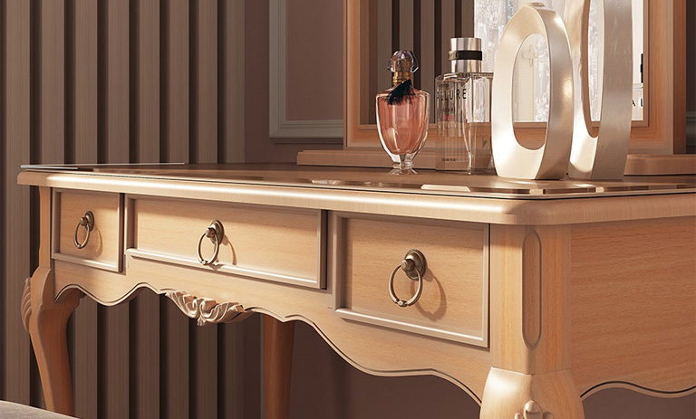 میز آرایش چوبی قهوه‌ای؛ ترکیب کلاسیک و شیک برای دکوراسیون شما