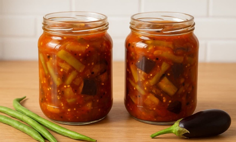 طرز تهیه ترشی لوبیا سبز و بادمجان+ نکات کپک نزدن