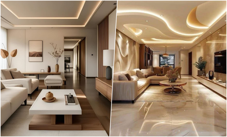 24 ایده‌ ساده و شیک برای کناف سقف پذیرایی