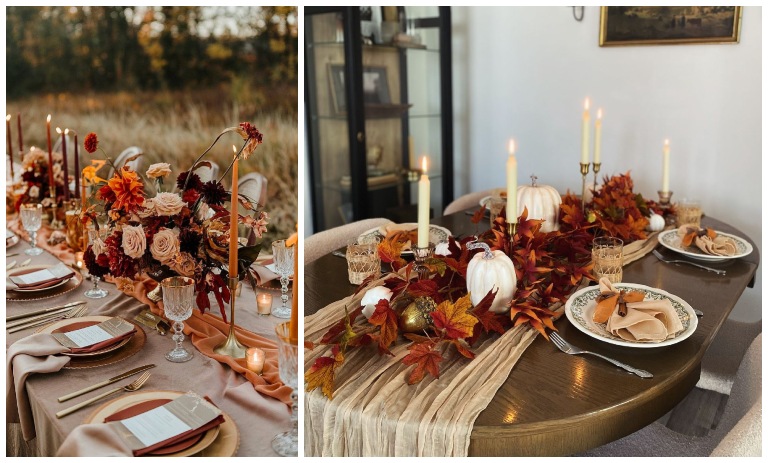 چیدمان میز پذیرایی با تم پاییزی 2025