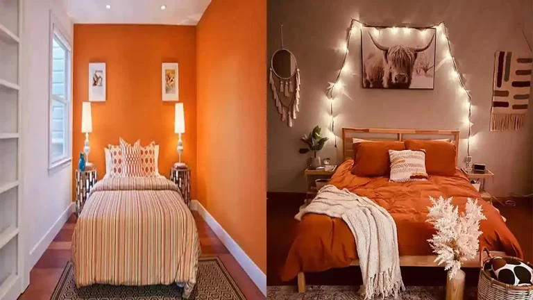 دکور اتاق خواب تم نارنجی + ایده های شیک و مدرن 2025