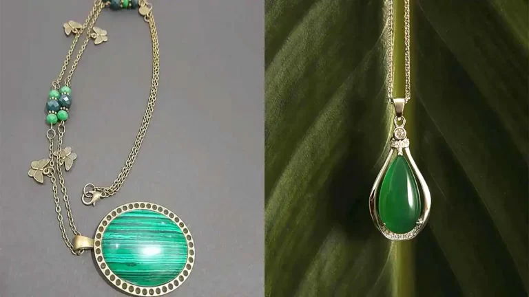 گردنبند رومانتویی سنگ سبز زیبا و شیک برای باسلیقه ها