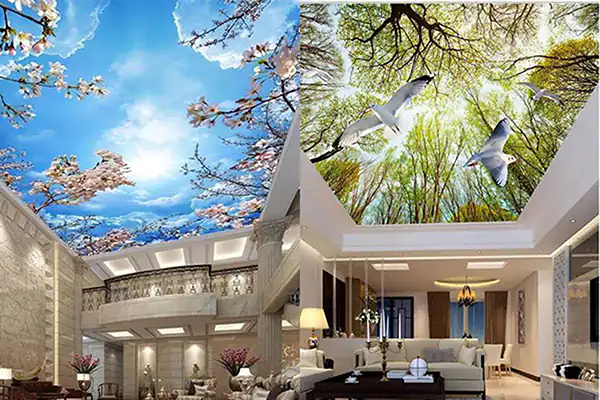 مدل کاغذ دیواری برای سقف پذیرایی + بهترین مدل های کاغذ دیواری برای سقف