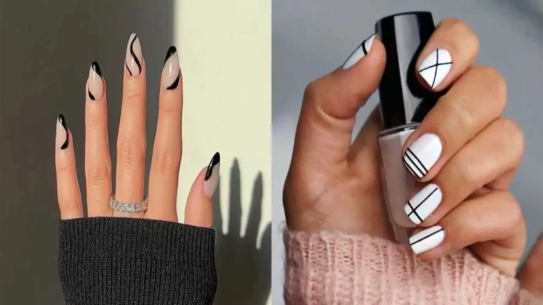 مدل ناخن با خطوط مورب شیک و دخترانه با طرح های خاص