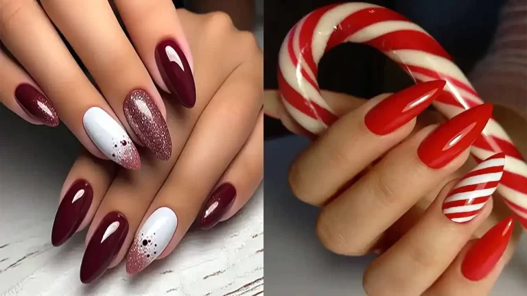 مدل ناخن بادامی قرمز اناری + ساده و طرحدار برای با سلیقه ها