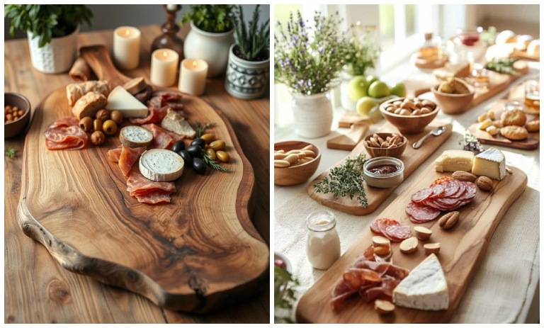 ایده تزیین و چیدمان تخته سرو چوبی برای پذیرایی؛ همانند حرفه‌ای‌ها