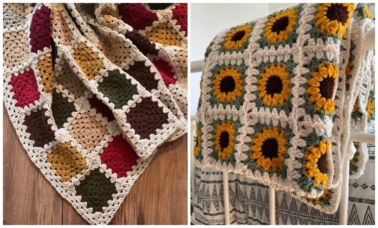 پتو موتیف بافتنی جدید؛ طرح‌های به‌روز و زیبا برای فصل سرد