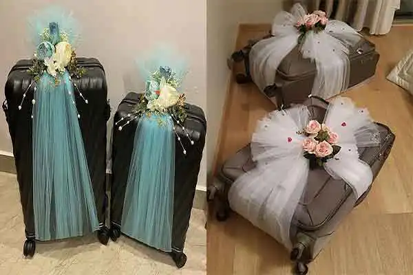 تزیین چمدان داماد + ایده های جذاب و فوق العاده شیک تزیین چمدان داماد