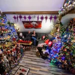 تصاویر؛ رکوردشکنی خانهای با ۶۲۱ درخت کریسمس تزئینشده