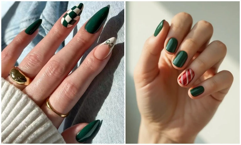 27 ایده‌ خلاقانه طراحی ناخن سبز برای کریسمس 2026