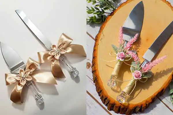 تزیین چاقو عروس + ایده های ساده و مدرن و شیک برای تزیین چاقو عروس